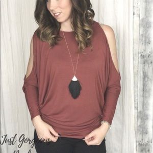 Cold Shoulder Dolman | Marsala